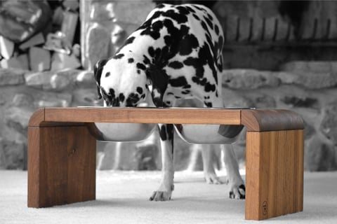 Treusinn Oak Elevated Dog Bowl Bench